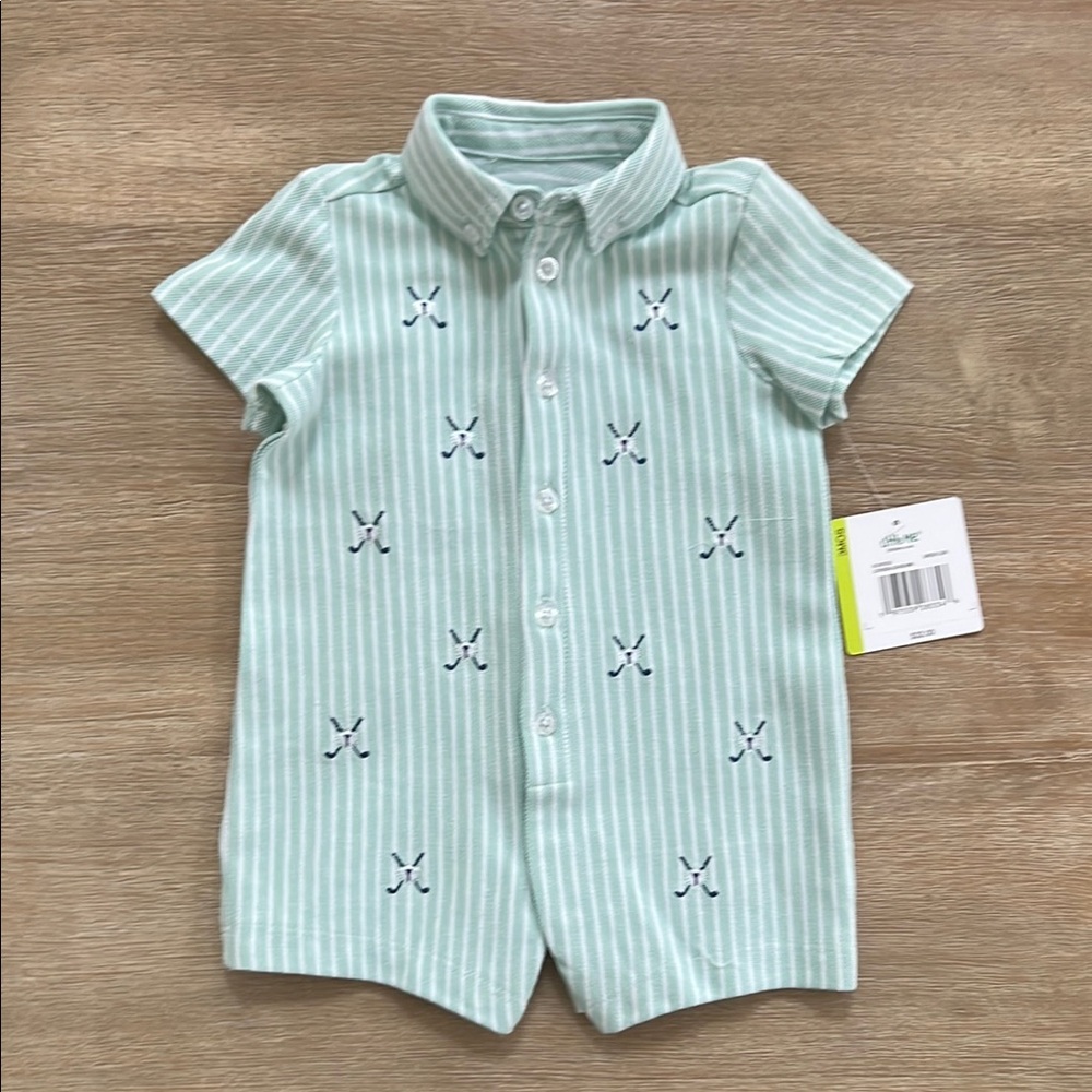 Little Me Baby Boy Golf Green Polo Romper 3 months